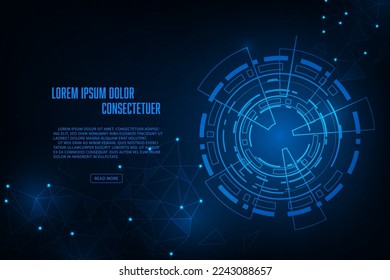 Vector digital hud ring technology adstract blue light background.