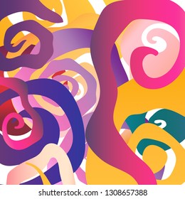 vector digital illustration of curly unreal ornament. Design element, printed goods, children production, stationery, wallpapers and backgrounds.