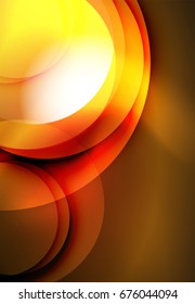 Vector digital illustration, glowing waves and circles