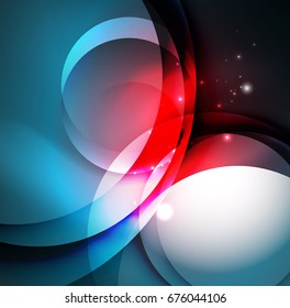 Ilustración digital vectorial, ondas y círculos brillantes
