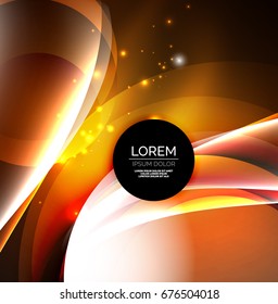 Vector digital illustration, glowing waves and circles