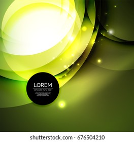 Vector digital illustration, glowing waves and circles