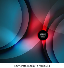 Vector digital illustration, glowing waves and circles