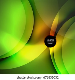Vector digital illustration, glowing waves and circles