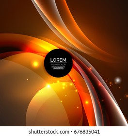 Ilustración digital vectorial, ondas y círculos brillantes