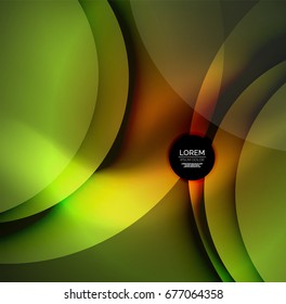 Vector digital illustration, glowing waves and circles