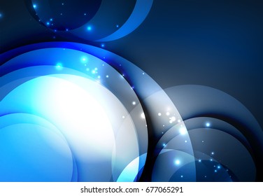 Ilustración digital vectorial, ondas y círculos brillantes