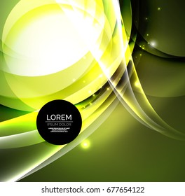 Vector digital illustration, glowing waves and circles