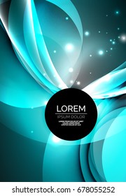 Vector digital illustration, glowing waves and circles