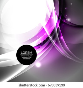 Vector digital illustration, glowing waves and circles