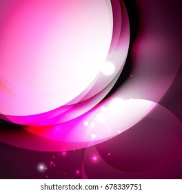 Vector digital illustration, glowing waves and circles