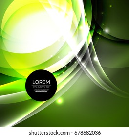 Vector digital illustration, glowing waves and circles