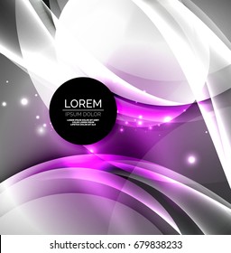 Vector digital illustration, glowing waves and circles