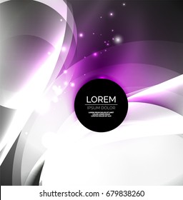 Vector digital illustration, glowing waves and circles