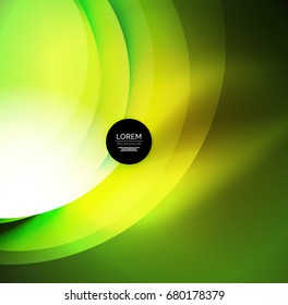 Vector digital illustration, glowing waves and circles