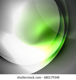 Vector digital illustration, glowing waves and circles