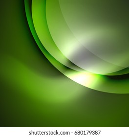 Vector digital illustration, glowing waves and circles