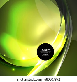 Vector digital illustration, glowing waves and circles