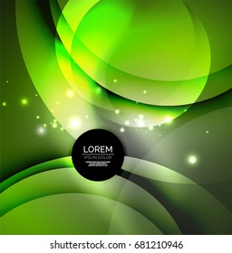 Vector digital illustration, glowing waves and circles