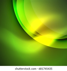 Ilustración digital vectorial, ondas y círculos brillantes