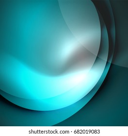 Vector digital illustration, glowing waves and circles