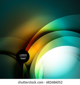 Vector digital illustration, glowing waves and circles