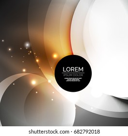 Vector digital illustration, glowing waves and circles