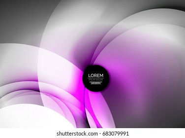 Vector digital illustration, glowing waves and circles