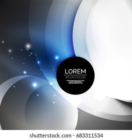 Ilustración digital vectorial, ondas y círculos brillantes