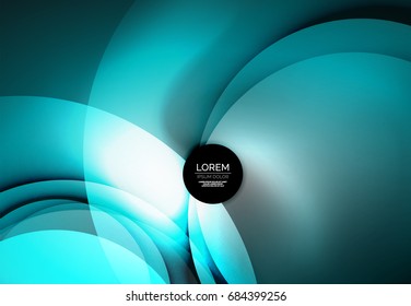 Vector digital illustration, glowing waves and circles