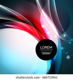 Vector digital illustration, glowing waves and circles