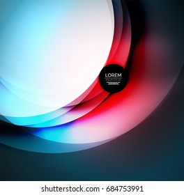 Vector digital illustration, glowing waves and circles