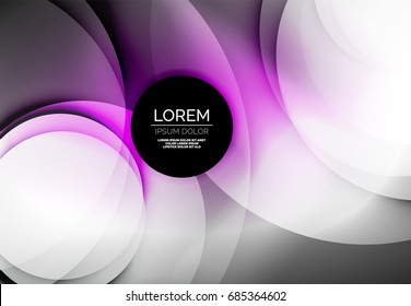 Vector digital illustration, glowing waves and circles