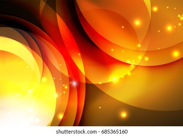 Ilustración digital vectorial, ondas y círculos brillantes