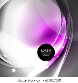 Ilustración digital vectorial, ondas y círculos brillantes