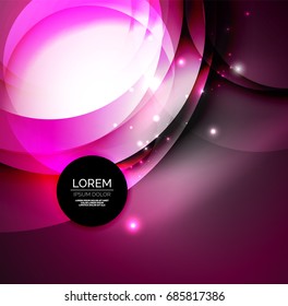 Vector digital illustration, glowing waves and circles