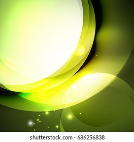 Ilustración digital vectorial, ondas y círculos brillantes