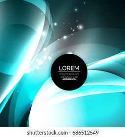 Vector digital illustration, glowing waves and circles
