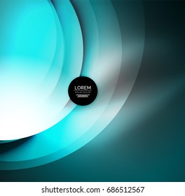 Vector digital illustration, glowing waves and circles