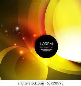 Ilustración digital vectorial, ondas y círculos brillantes