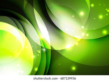 digitale Vektorgrafik, leuchtende Wellen und Kreise
