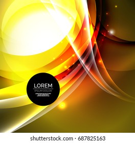Vector digital illustration, glowing waves and circles