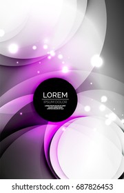 Vector digital illustration, glowing waves and circles