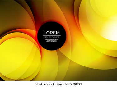Vector digital illustration, glowing waves and circles