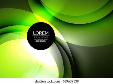Vector digital illustration, glowing waves and circles
