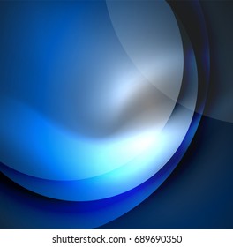 Vector digital illustration, glowing waves and circles