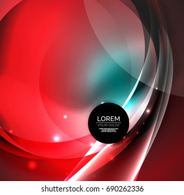 Ilustración digital vectorial, ondas y círculos brillantes