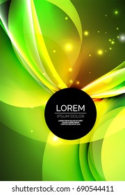 Vector digital illustration, glowing waves and circles