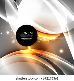 Vector digital illustration, glowing waves and circles