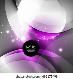 Vector digital illustration, glowing waves and circles